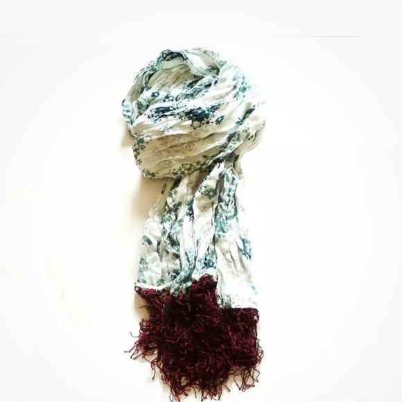 VINTAGE EDITION H&M FLORAL SCARF womens blue & white flower pashmina wrap - Picture 1 of 4